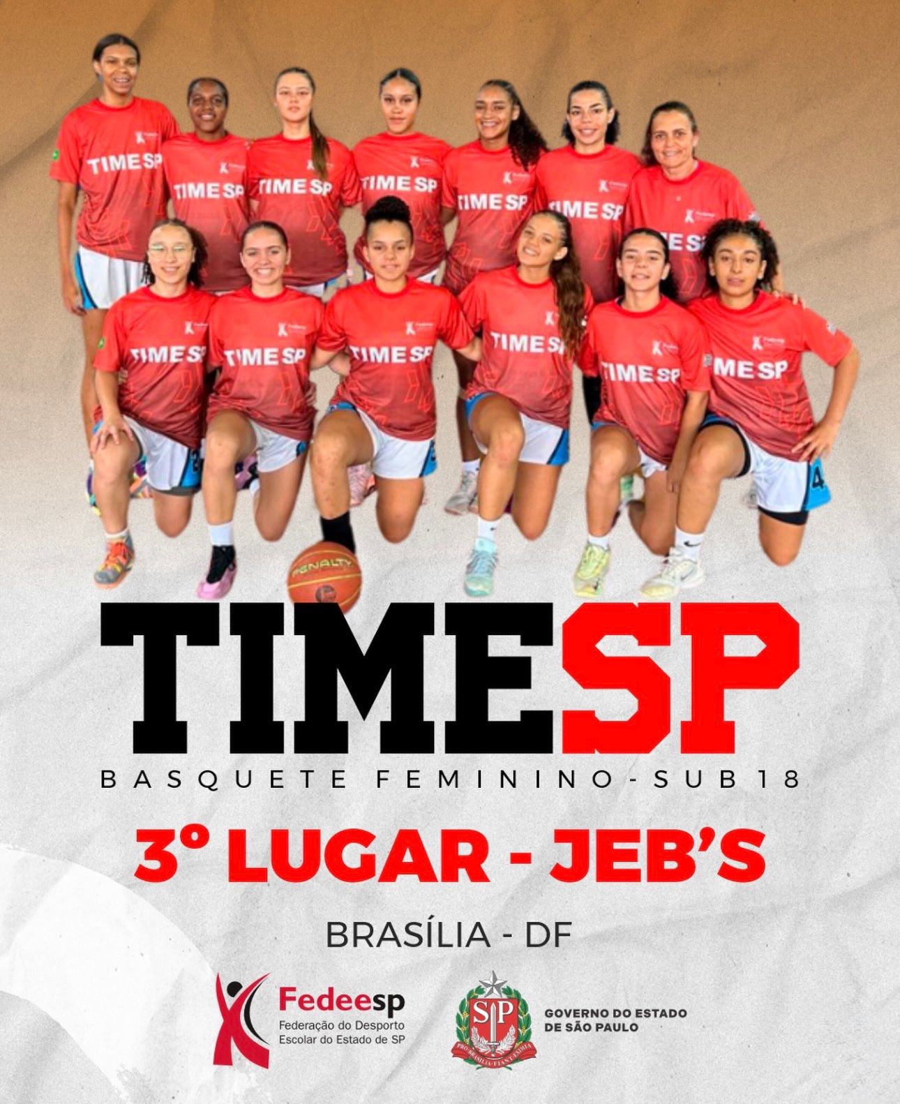 Basquete feminino Sub-18 conquista bronze nos Jogos Escolares Brasileiros 2026